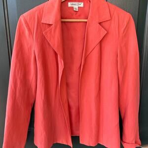 Coldwater Creek Melon Pink Silk Linen Blazer S Open Front Career Polished Chic